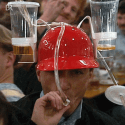 Funny Hat Drinking Beer