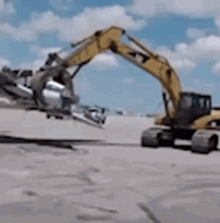 Funny How Excavator Played With Plane GIF