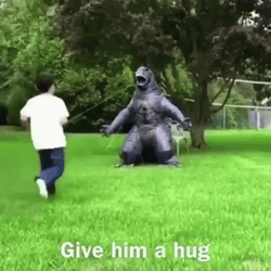 Funny Hug Godzilla Costume Give Him A Hug GIF