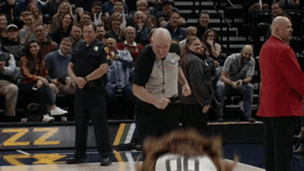 Funny Hug Referee And Mascot NBA GIF