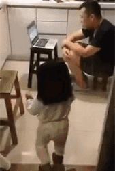 Funny Innocent Little Girl Pranks Father GIF