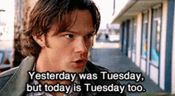 Funny It's Only Tuesday Sam Winchester Supernatural GIF