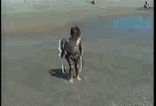 Funny Kid Beach Wave Fail GIF