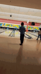 Funny Kid Double Hand Bowling Mishap GIF