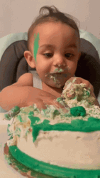 Funny Kid Eating Cake GIF