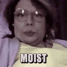 Funny Lady Face Saying Moist GIF