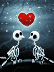 Funny Love Skeleton Kissing  GIF