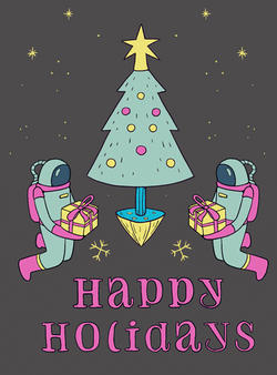 Funny Merry Christmas Outer Space Christmas Tree GIF
