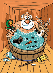 Funny Merry Christmas Santa Bubble Bath Animation GIF