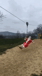 Funny Merry Christmas Santa Zip Line GIF