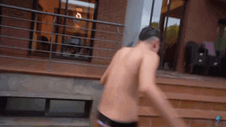 Funny Naked Man Stair Slide Fail GIF