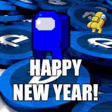 Funny New Year Among Us Characters Dancing GIF