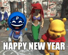 Funny New Year Dancing Cartoon Characters GIF