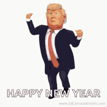 Funny New Year Dancing Donald Trump Animation GIF