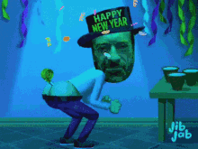 Funny New Year Fart Blowing Party Horn GIF