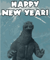 Funny New Year Godzilla And Mt. Everest GIF