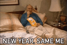 Funny New Year Old Man Eating Chips GIF