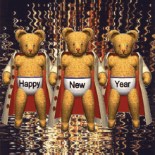 Funny New Year Teddy Bears Showing Underwears GIF