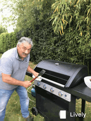 Funny Old Man Bbq Grill Surprise GIF