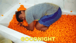 Funny Orange Balls Goodnight In Bath Tub GIF