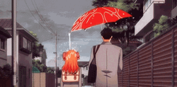 Funny Rain Umbrella Flow Anime Girl