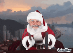 Funny Santa Riding Sleigh GIF