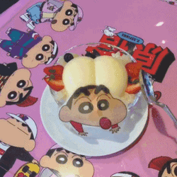 Funny Shin Chan Duck Pudding Cake GIF