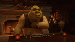 Funny Shrek Choke At Dinner GIF