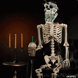 Funny Skeleton Drinking Starbucks GIF