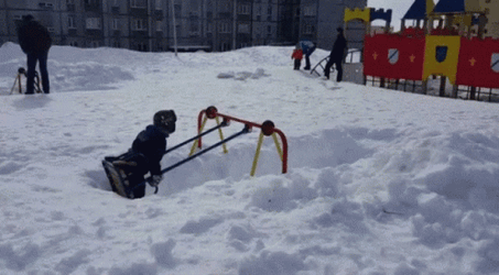 Funny Snow Kid Swing GIF