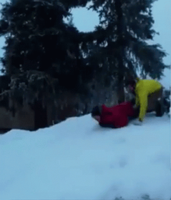 Funny Snow Man Slide GIF