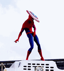 Funny Spiderman Dance Captain America Shield GIF