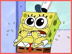 Funny Spongeboob Scared Lip Bite GIF