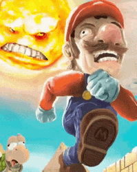Funny Super Mario Running Away From Hot Sun GIF