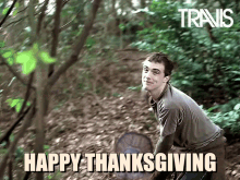 Funny Thanksgiving Guy And Flying Turkey GIF