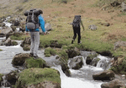 Funny Trekking Couple Sliding Fail GIF