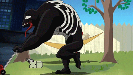 Funny Venom Throwing Down Spiderman GIF