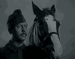Funny Vintage Bugle Blowing Protesting Horse GIF