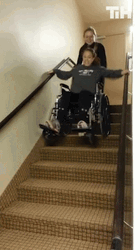 Funny Wheelchair Stair Fail GIF
