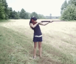 Funny Woman Loading Shotgun GIF
