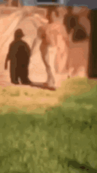 Funny Woman Walking Teleport GIF