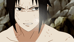 Furious Sasuke Uchiha Smiling  GIF