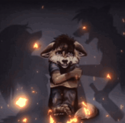 Furry Character Kneeling Before Wolf Shadow GIF