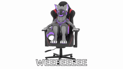 Furry Character Sitting In Office Chair GIF