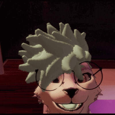 Furry Character Wearing Glasses And Wig GIF