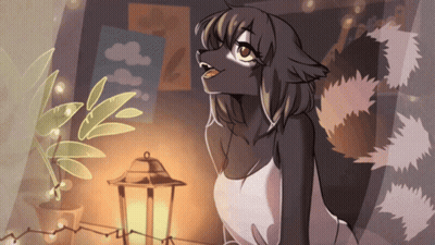 Furry Girl With Lantern GIF