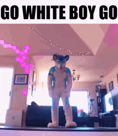 Furry Mascot Saying Go White Boy Go GIF