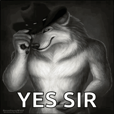 Furry Wolf Cowboy Saying Yes Sir GIF