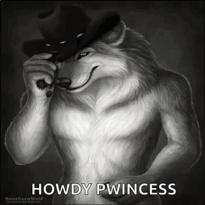 Furry Wolf In Cowboy Hat Smiling GIF