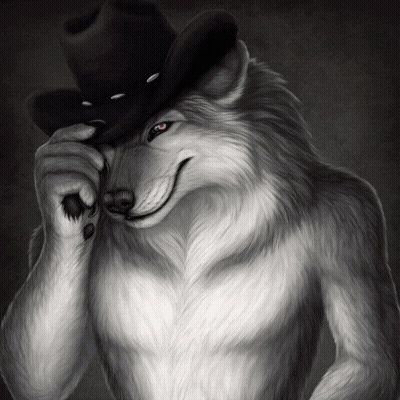 Furry Wolf In Cowboy Hat Smiling GIF